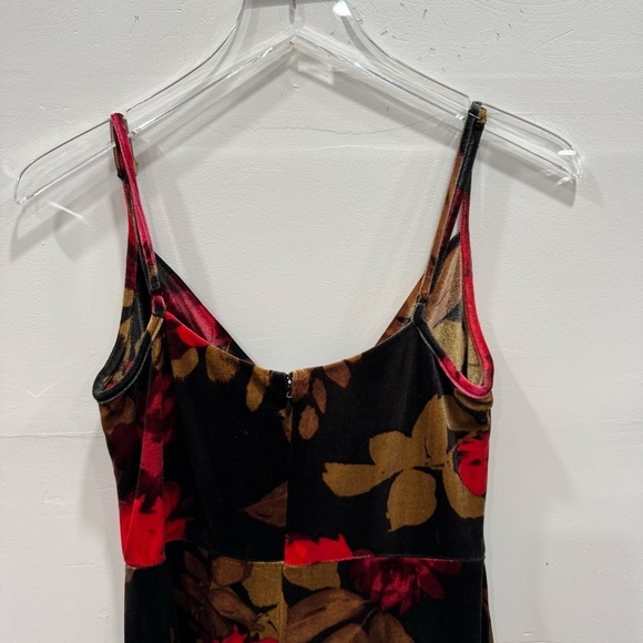 Taylor Printed Stretch Velvet Midi Dress Y2K Side Slits Thin Straps Evening 6 - Picture 10 of 10